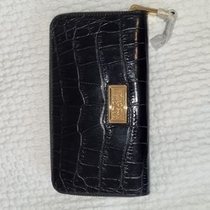 Badgley Mischka black croc print wallet